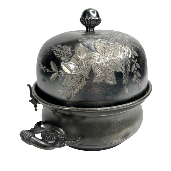 Antique Silver Metal MFG Co Silver Plate Dome Butter Warmer - Picture 5 of 11
